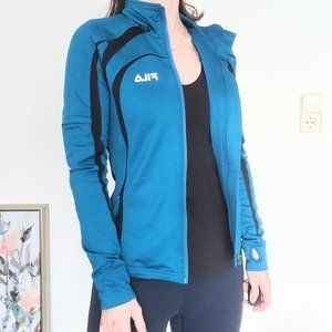 Fila Sport Aqua Teal Blue & Black Full Zip Athletic Jacket - Women's Size XS
